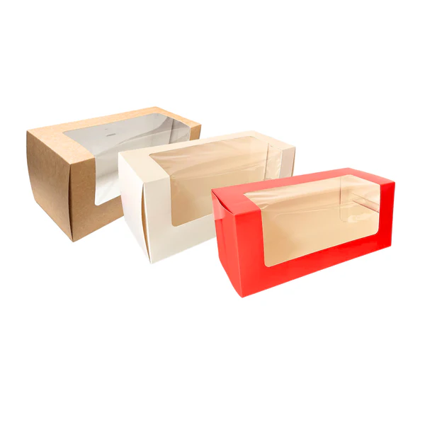 Cutii cozonac din carton rosu cu fereastra(32x14x15cm)25buc - imagine 2